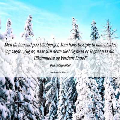 Picture 06 - Matthæus 24:3 DA1871 - Men da han sad paa Oliebjerget, kom hans Disciple - Bible Verse Picture