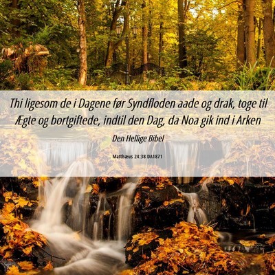 Picture 06 - Matthæus 24:38 DA1871 - Thi ligesom de i Dagene før Syndfloden aade og - Bible Verse Picture