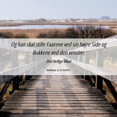 Picture 06 - Matthæus 25:33 DA1871 - Og han skal stille Faarene ved sin højre Side og - Bible Verse Picture