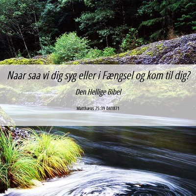 Picture 06 - Matthæus 25:39 DA1871 - Naar saa vi dig syg eller i Fængsel og kom til - Bible Verse Picture