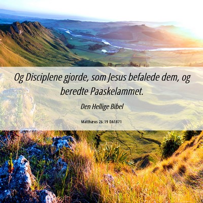 Picture 06 - Matthæus 26:19 DA1871 - Og Disciplene gjorde, som Jesus befalede dem, og - Bible Verse Picture