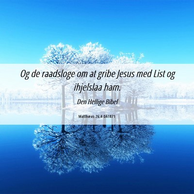 Picture 06 - Matthæus 26:4 DA1871 - Og de raadsloge om at gribe Jesus med List og - Bible Verse Picture
