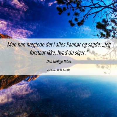 Picture 06 - Matthæus 26:70 DA1871 - Men han nægtede det i alles Paahør og sagde: - Bible Verse Picture