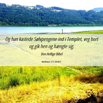 Picture 06 - Matthæus 27:5 DA1871 - Og han kastede Sølvpengene ind i Templet, veg - Bible Verse Picture