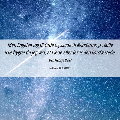 Picture 06 - Matthæus 28:5 DA1871 - Men Engelen tog til Orde og sagde til Kvinderne: - Bible Verse Picture