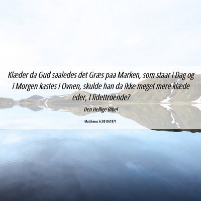 Picture 06 - Matthæus 6:30 DA1871 - Klæder da Gud saaledes det Græs paa Marken, som - Bible Verse Picture