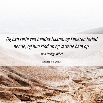 Picture 06 - Matthæus 8:15 DA1871 - Og han rørte ved hendes Haand, og Feberen forlod - Bible Verse Picture