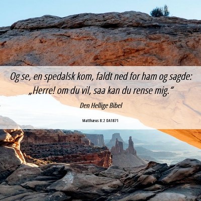 Picture 06 - Matthæus 8:2 DA1871 - Og se, en spedalsk kom, faldt ned for ham og - Bible Verse Picture