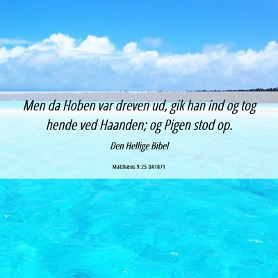 Picture 06 - Matthæus 9:25 DA1871 - Men da Hoben var dreven ud, gik han ind og tog - Bible Verse Picture