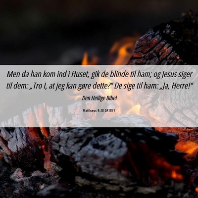 Picture 06 - Matthæus 9:28 DA1871 - Men da han kom ind i Huset, gik de blinde til - Bible Verse Picture