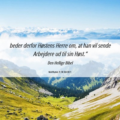 Picture 06 - Matthæus 9:38 DA1871 - beder derfor Høstens Herre om, at han vil sende - Bible Verse Picture