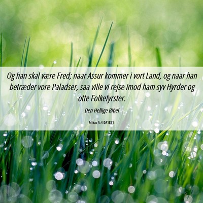 Picture 06 - Mikas 5:4 DA1871 - Og han skal være Fred; naar Assur kommer i vort - Bible Verse Picture
