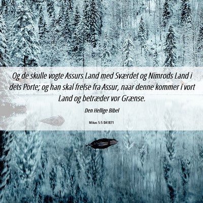 Picture 06 - Mikas 5:5 DA1871 - Og de skulle vogte Assurs Land med Sværdet og - Bible Verse Picture