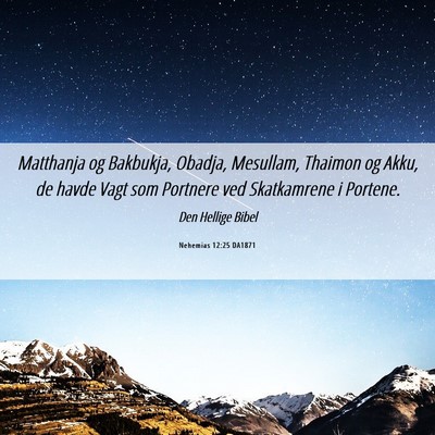 Picture 06 - Nehemias 12:25 DA1871 - Matthanja og Bakbukja, Obadja, Mesullam, Thaimon - Bible Verse Picture