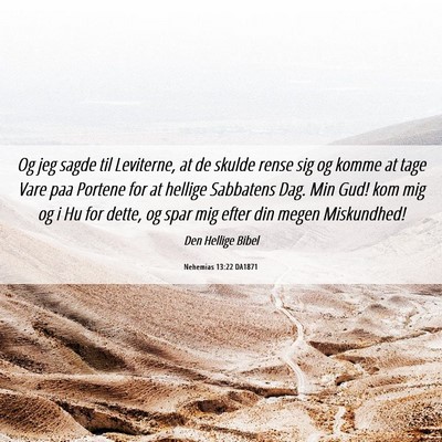 Picture 06 - Nehemias 13:22 DA1871 - Og jeg sagde til Leviterne, at de skulde rense - Bible Verse Picture