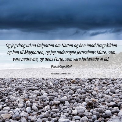 Picture 06 - Nehemias 2:13 DA1871 - Og jeg drog ud ad Dalporten om Natten og hen imod - Bible Verse Picture