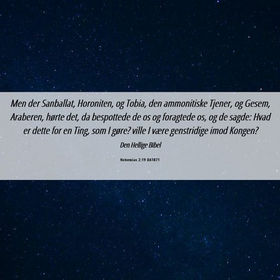 Picture 06 - Nehemias 2:19 DA1871 - Men der Sanballat, Horoniten, og Tobia, den - Bible Verse Picture