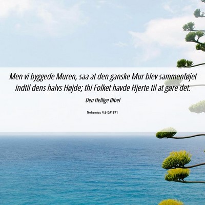 Picture 06 - Nehemias 4:6 DA1871 - Men vi byggede Muren, saa at den ganske Mur blev - Bible Verse Picture