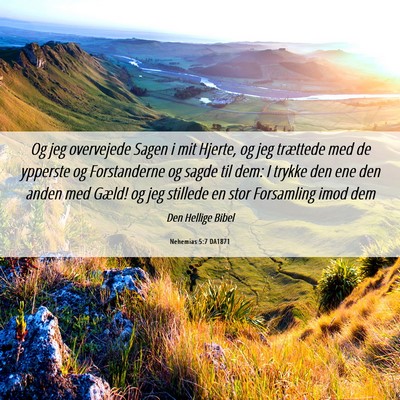 Picture 06 - Nehemias 5:7 DA1871 - Og jeg overvejede Sagen i mit Hjerte, og jeg - Bible Verse Picture