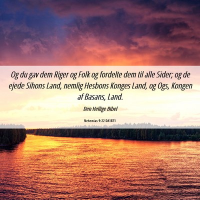Picture 06 - Nehemias 9:22 DA1871 - Og du gav dem Riger og Folk og fordelte dem til - Bible Verse Picture