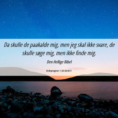 Picture 06 - Ordsprogene 1:28 DA1871 - Da skulle de paakalde mig, men jeg skal ikke - Bible Verse Picture