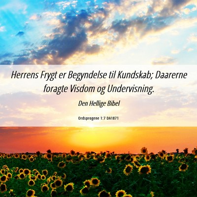 Picture 06 - Ordsprogene 1:7 DA1871 - Herrens Frygt er Begyndelse til Kundskab; - Bible Verse Picture