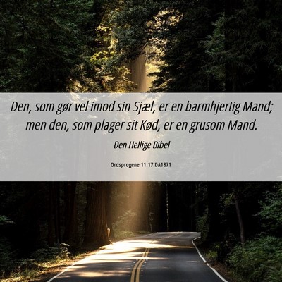 Picture 06 - Ordsprogene 11:17 DA1871 - Den, som gør vel imod sin Sjæl, er en - Bible Verse Picture