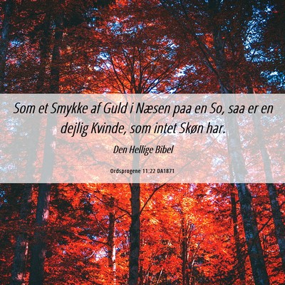 Picture 06 - Ordsprogene 11:22 DA1871 - Som et Smykke af Guld i Næsen paa en So, saa er - Bible Verse Picture