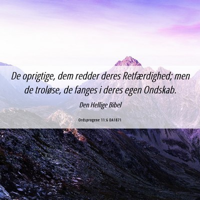 Picture 06 - Ordsprogene 11:6 DA1871 - De oprigtige, dem redder deres Retfærdighed; men - Bible Verse Picture