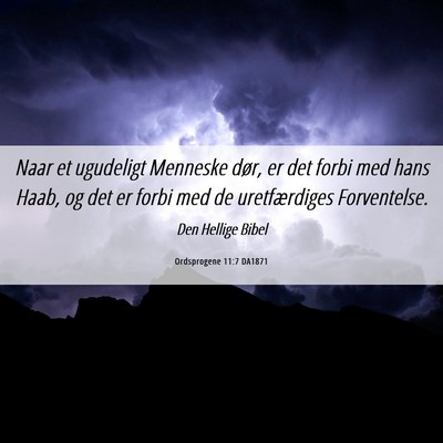 Picture 06 - Ordsprogene 11:7 DA1871 - Naar et ugudeligt Menneske dør, er det forbi med - Bible Verse Picture