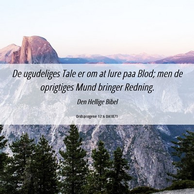 Picture 06 - Ordsprogene 12:6 DA1871 - De ugudeliges Tale er om at lure paa Blod; men de - Bible Verse Picture
