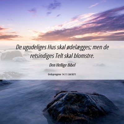 Picture 06 - Ordsprogene 14:11 DA1871 - De ugudeliges Hus skal ødelægges; men de - Bible Verse Picture
