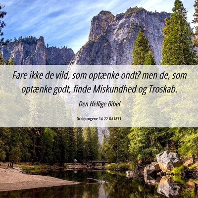 Picture 06 - Ordsprogene 14:22 DA1871 - Fare ikke de vild, som optænke ondt? men de, som - Bible Verse Picture