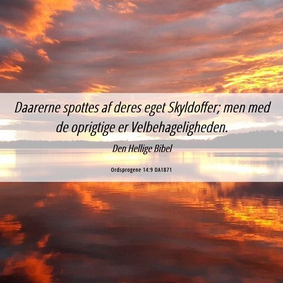 Picture 06 - Ordsprogene 14:9 DA1871 - Daarerne spottes af deres eget Skyldoffer; men - Bible Verse Picture