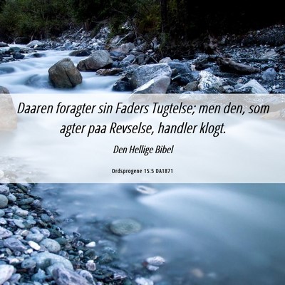 Picture 06 - Ordsprogene 15:5 DA1871 - Daaren foragter sin Faders Tugtelse; men den, som - Bible Verse Picture