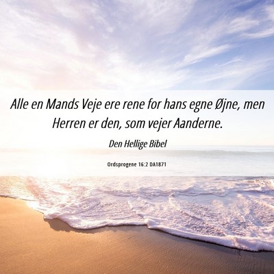 Picture 06 - Ordsprogene 16:2 DA1871 - Alle en Mands Veje ere rene for hans egne Øjne, - Bible Verse Picture