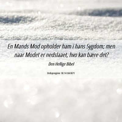 Picture 06 - Ordsprogene 18:14 DA1871 - En Mands Mod opholder ham i hans Sygdom; men naar - Bible Verse Picture