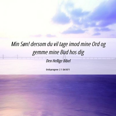 Picture 06 - Ordsprogene 2:1 DA1871 - Min Søn! dersom du vil tage imod mine Ord og - Bible Verse Picture