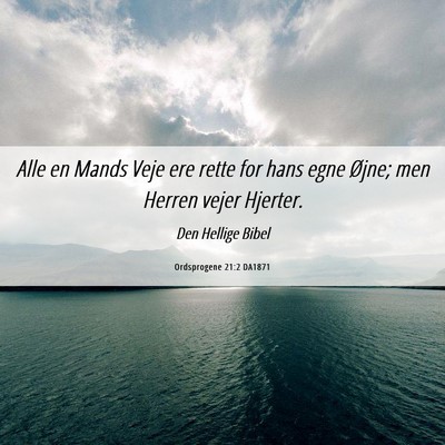 Picture 06 - Ordsprogene 21:2 DA1871 - Alle en Mands Veje ere rette for hans egne Øjne; - Bible Verse Picture