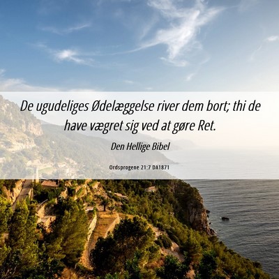 Picture 06 - Ordsprogene 21:7 DA1871 - De ugudeliges Ødelæggelse river dem bort; thi - Bible Verse Picture