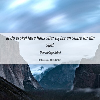 Picture 06 - Ordsprogene 22:25 DA1871 - at du ej skal lære hans Stier og faa en Snare - Bible Verse Picture
