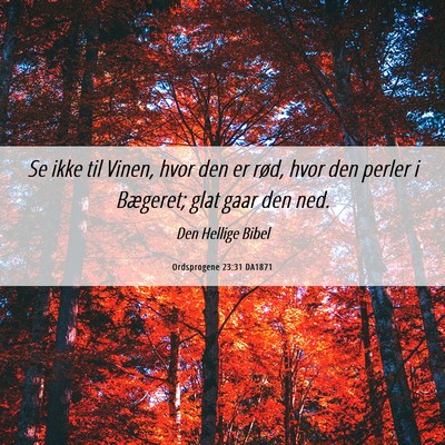 Picture 06 - Ordsprogene 23:31 DA1871 - Se ikke til Vinen, hvor den er rød, hvor den - Bible Verse Picture