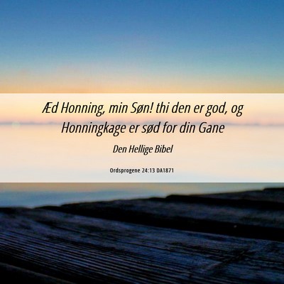 Picture 06 - Ordsprogene 24:13 DA1871 - Æd Honning, min Søn! thi den er god, og - Bible Verse Picture