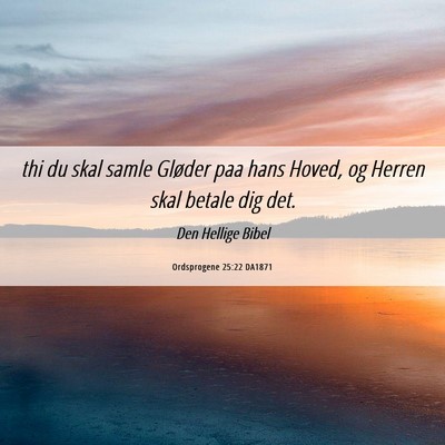 Picture 06 - Ordsprogene 25:22 DA1871 - thi du skal samle Gløder paa hans Hoved, og - Bible Verse Picture