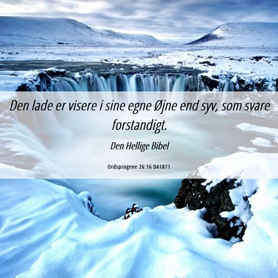 Picture 06 - Ordsprogene 26:16 DA1871 - Den lade er visere i sine egne Øjne end syv, som - Bible Verse Picture