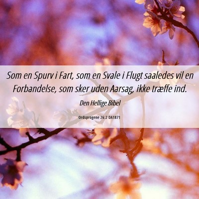 Picture 06 - Ordsprogene 26:2 DA1871 - Som en Spurv i Fart, som en Svale i Flugt - Bible Verse Picture