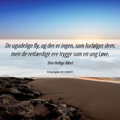 Picture 06 - Ordsprogene 28:1 DA1871 - De ugudelige fly, og der er ingen, som forfølger - Bible Verse Picture