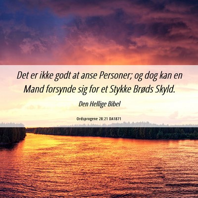 Picture 06 - Ordsprogene 28:21 DA1871 - Det er ikke godt at anse Personer; og dog kan en - Bible Verse Picture