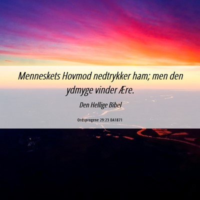 Picture 06 - Ordsprogene 29:23 DA1871 - Menneskets Hovmod nedtrykker ham; men den ydmyge - Bible Verse Picture