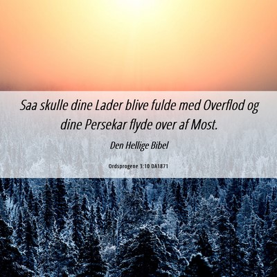 Picture 06 - Ordsprogene 3:10 DA1871 - Saa skulle dine Lader blive fulde med Overflod og - Bible Verse Picture